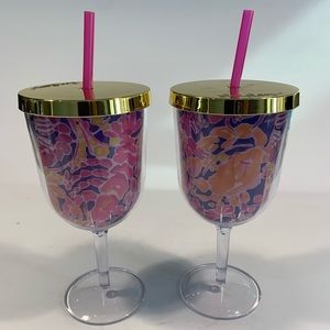 Lilly Pulitzer Acrylic Wine Glasses NEW